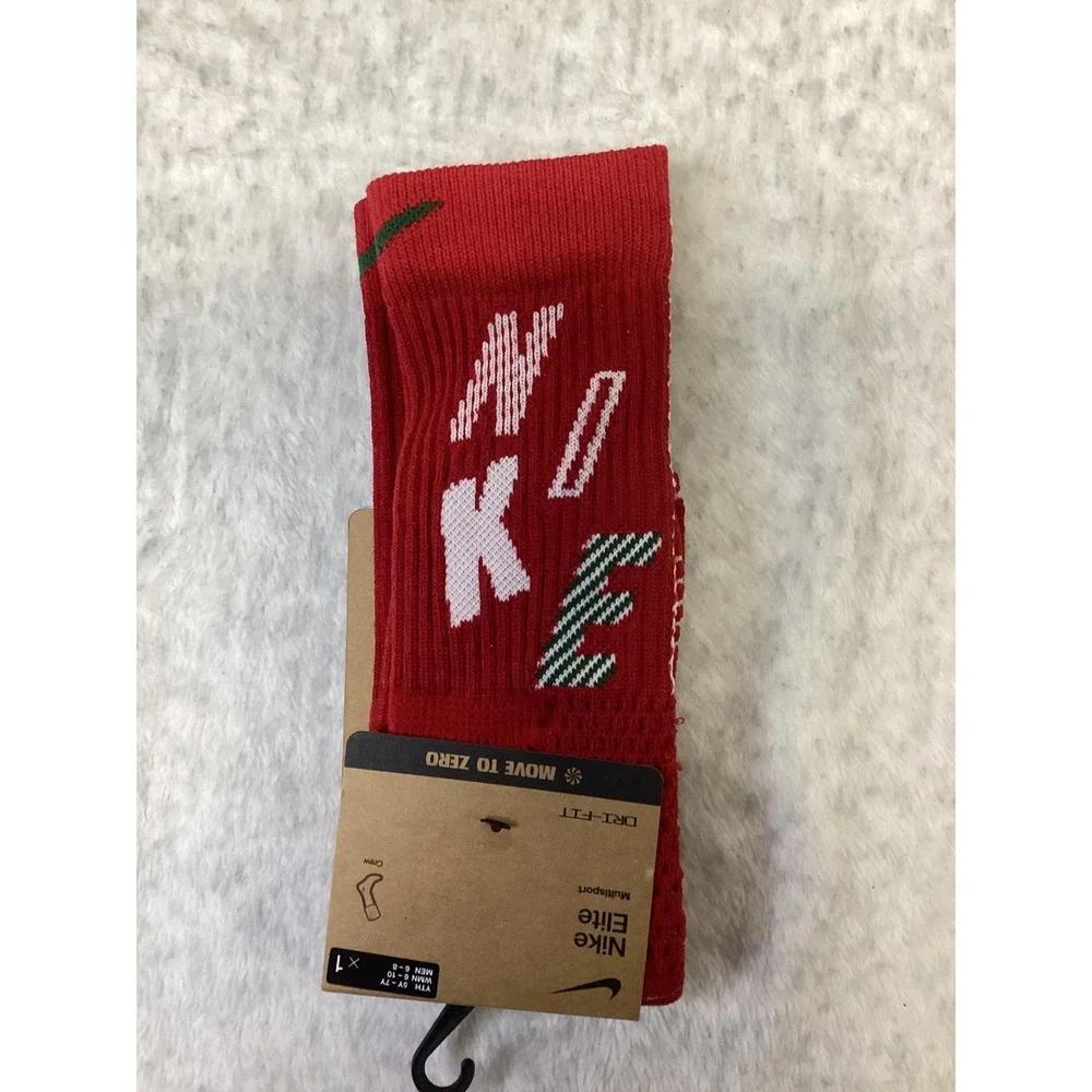 Nike Elite Multisport Crew Socks Red White Green HV6888-687 Mens 6-8/Womens 6-10